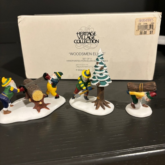 VINTAGE DEPARTMENT 56 "WOODMEN'S ELVES" PORCELAIN ACCESSORIES - Picture 1 of 8
